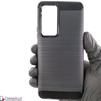 Carbon guminis dėklas - juodas (Xiaomi 12T/12T Pro)